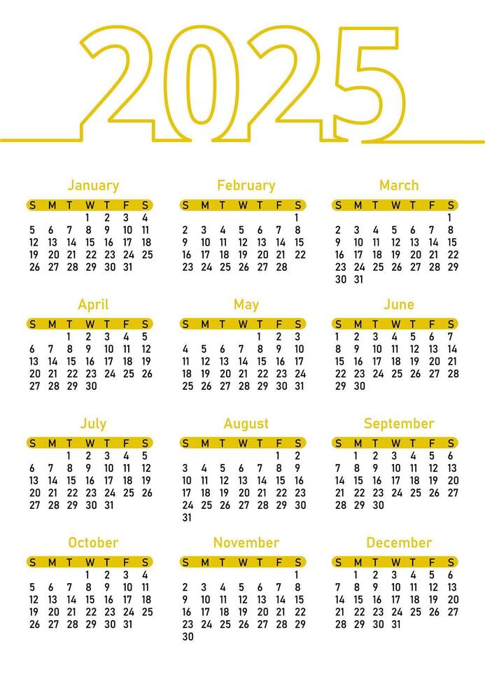 Happy new year 2025 calendar template in modern style vector