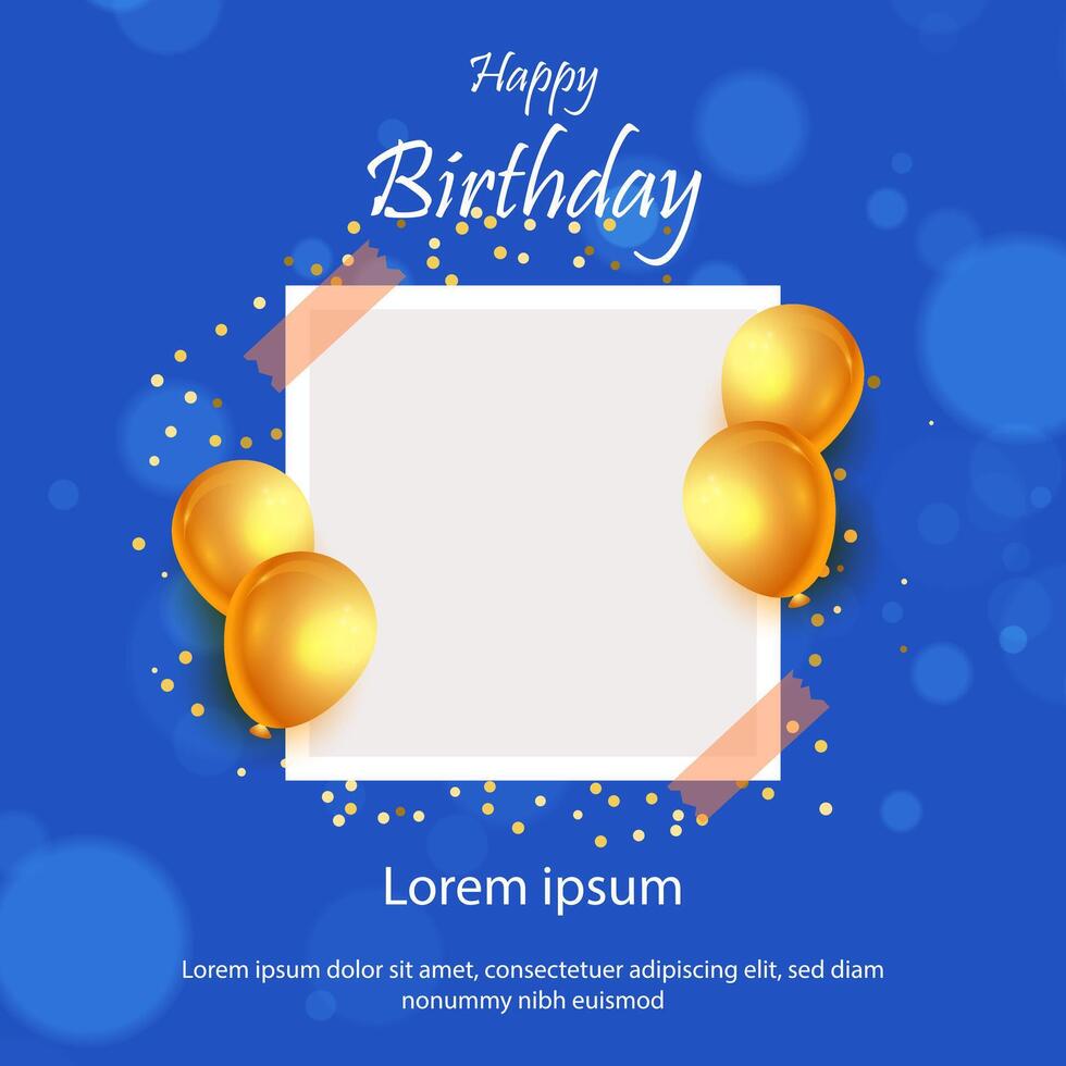Happy birthday greeting post with empty photograph frame vector