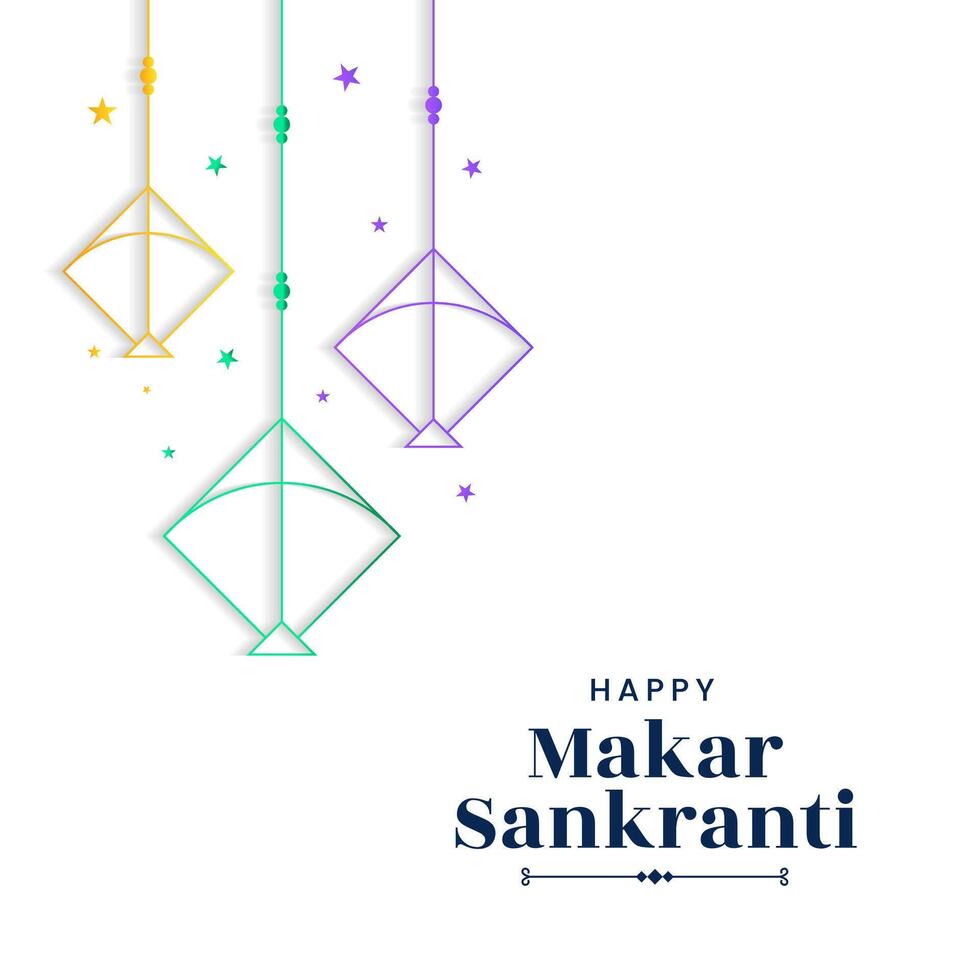 Happy makar sankranti decorative kites design vector