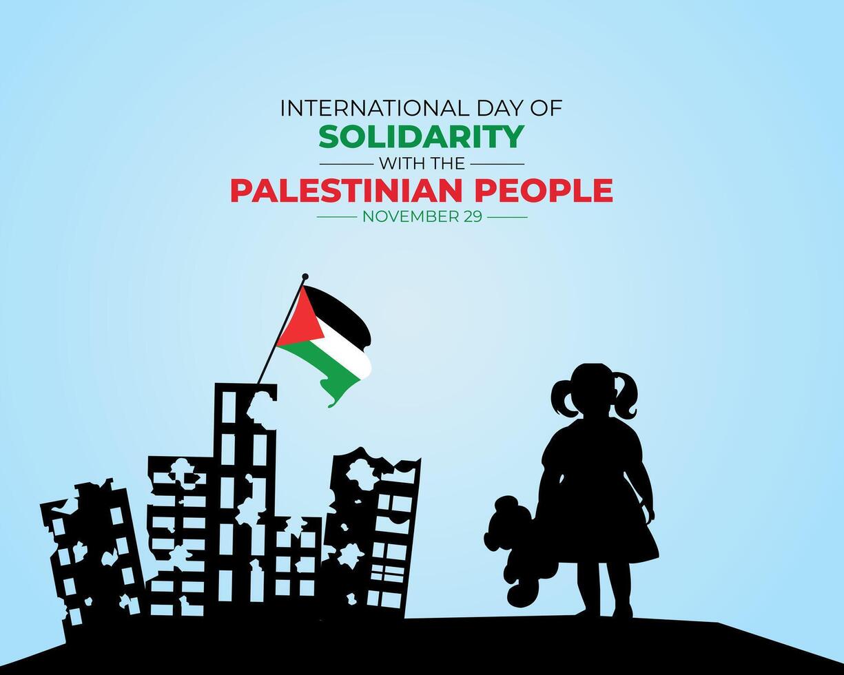 International Day of Solidarity with the Palestinian People. 29 November . Holiday concept. Template for background with banner, poster and card. Flat Design. vector