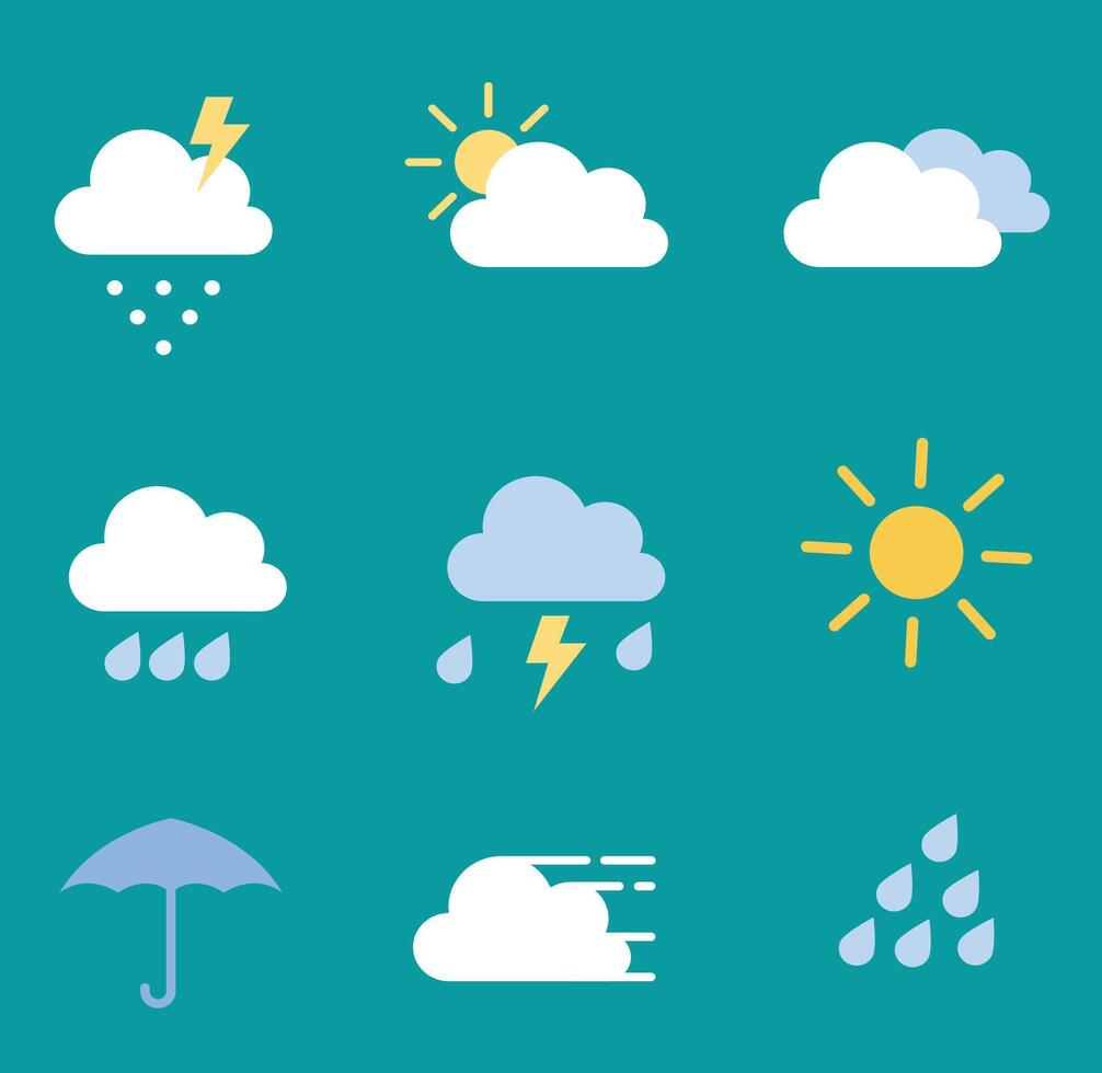 Set of flat white clouds vector