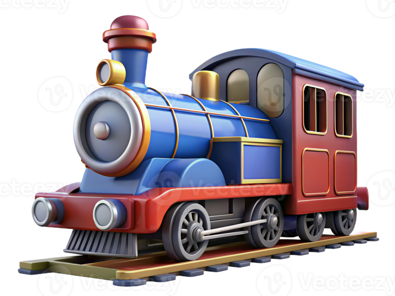 3d blue red locomotive icon png