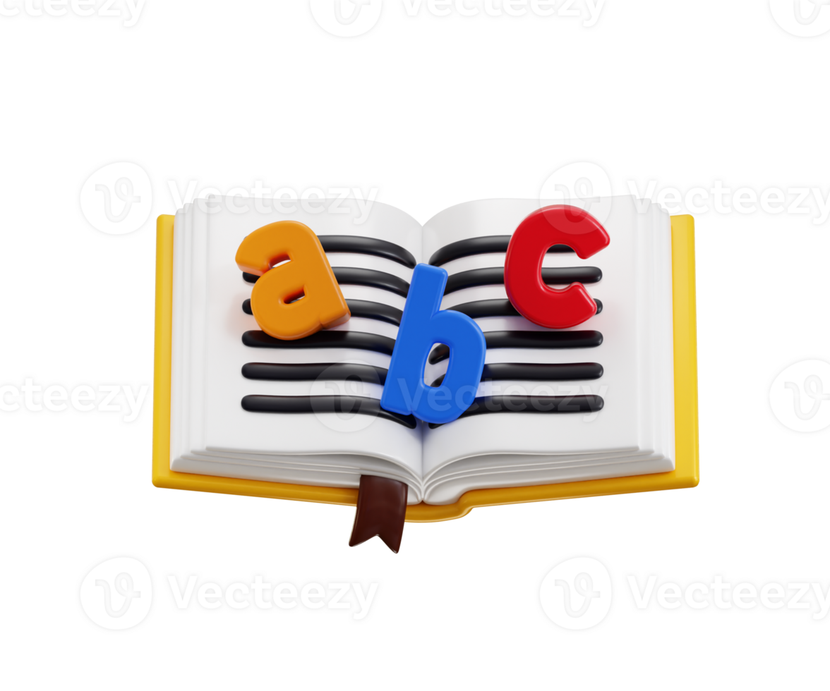 3d open book icon concept of 3d education icon illustration png