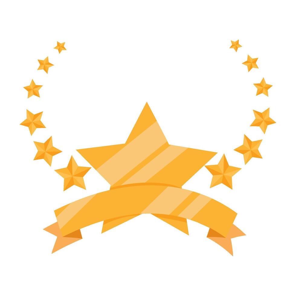 star and ribbon trophy illustration vector
