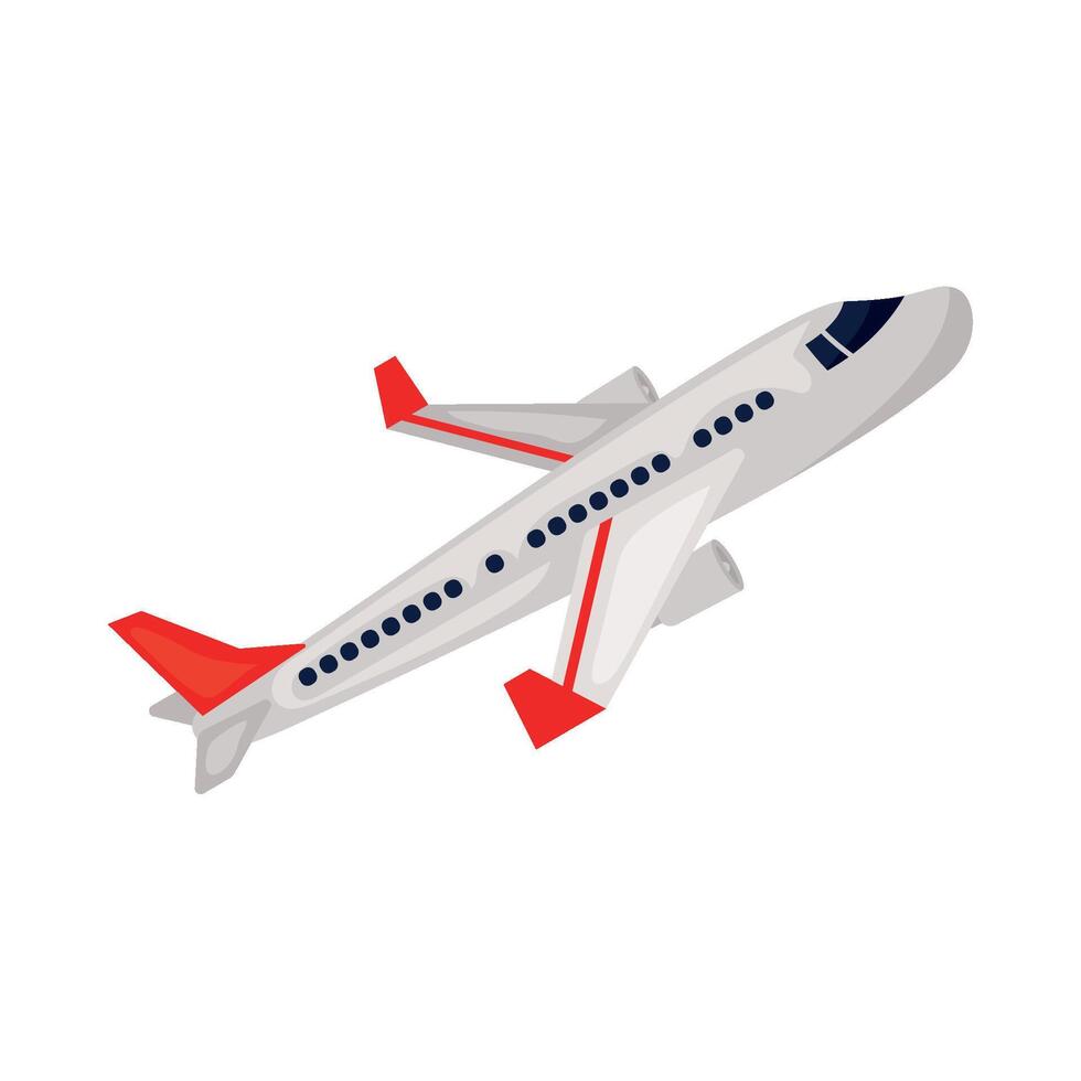 airplane flying travel with red lines illustration vector