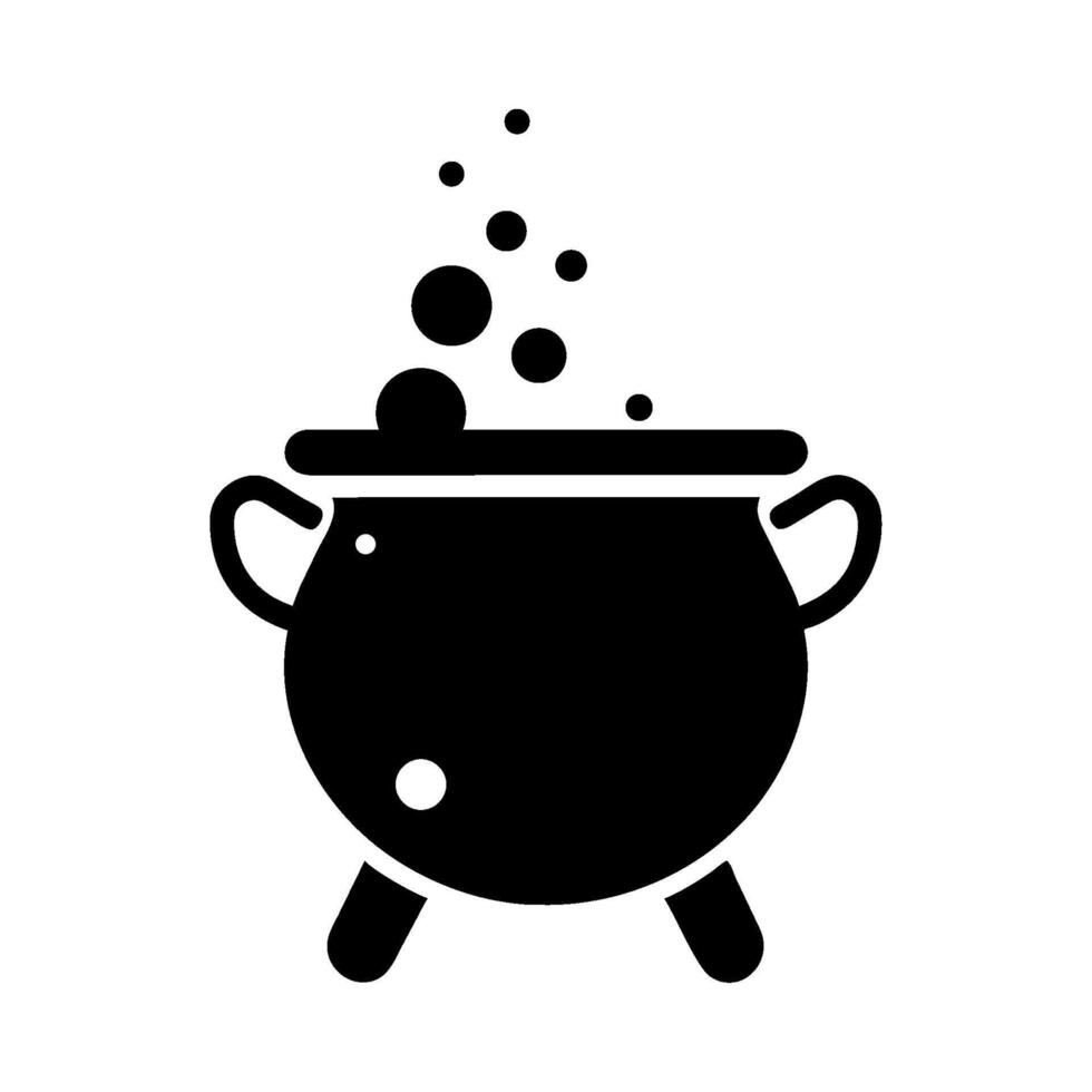 witch cauldron halloween silhouette style icon vector