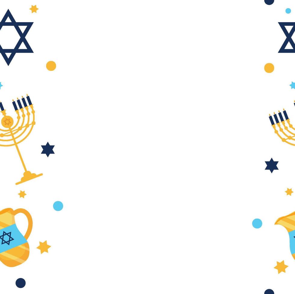 hanukkah frame with menorah and david stars vector