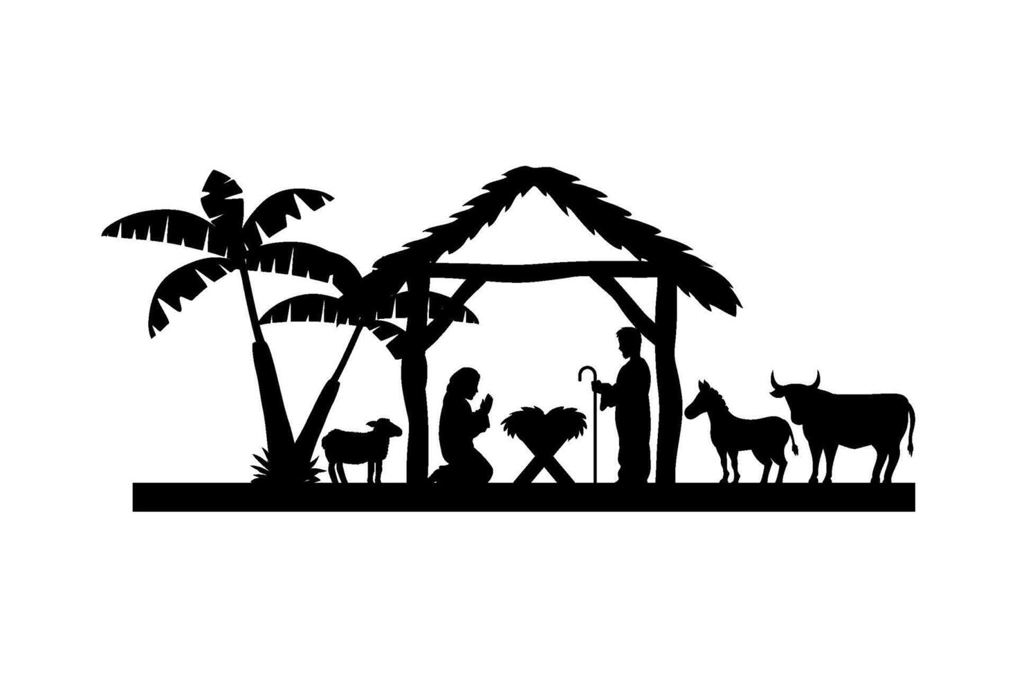 holy family icon manger vector