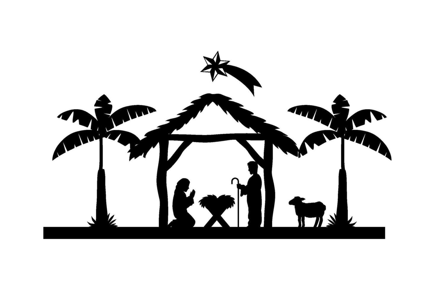 holy family icon on manger vector