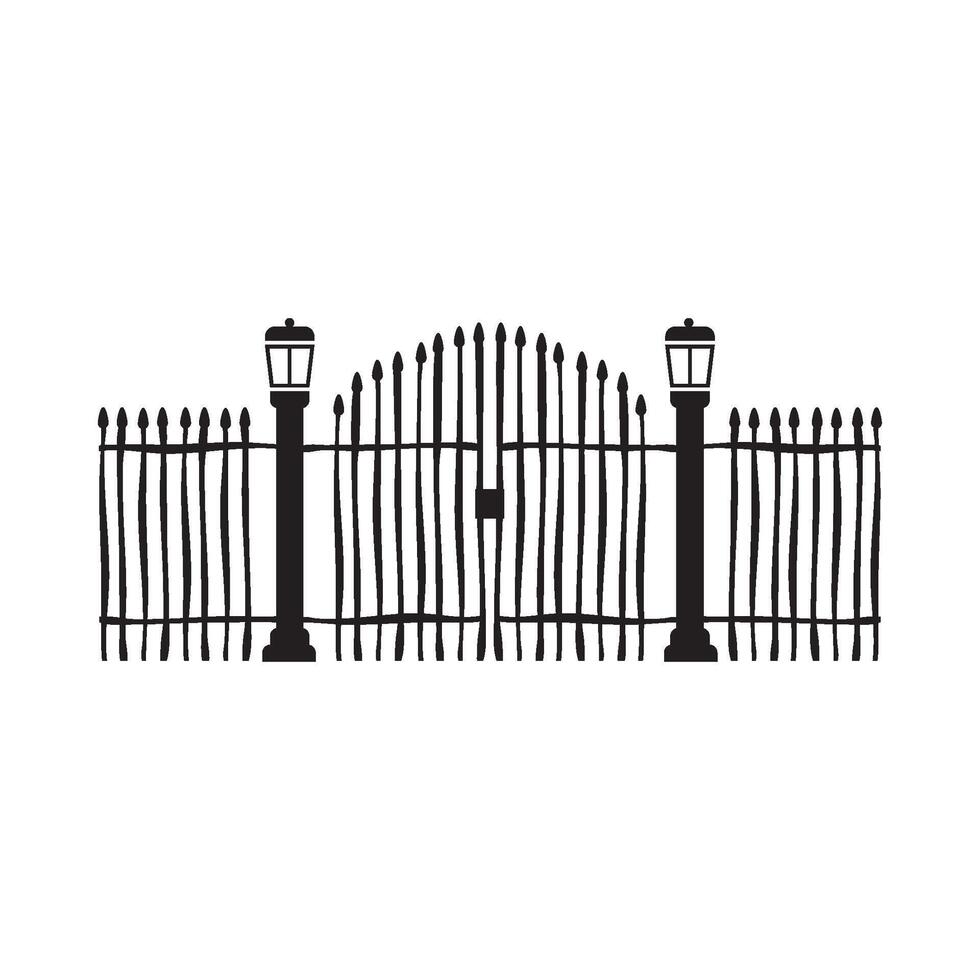 spooky fence silhouette vector