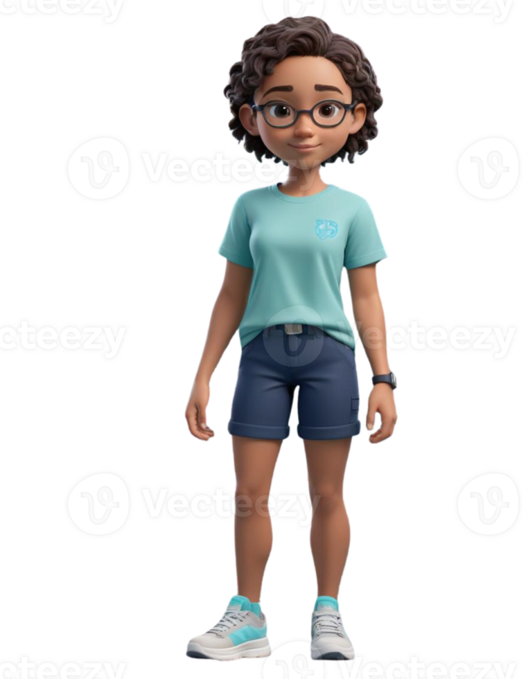 3D Render of a Smiling Cartoon Girl png