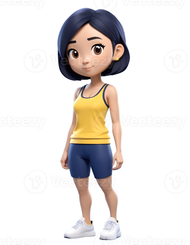 3D Render of a Smiling Athletic Girl png