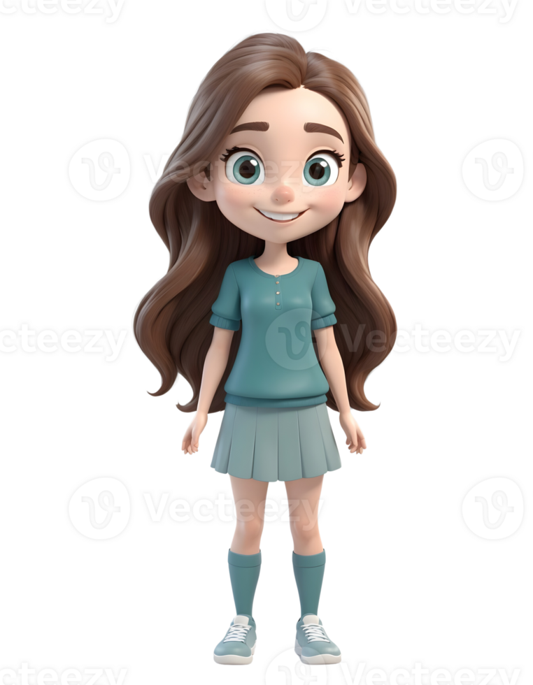 Adorable 3D Render of a Smiling Girl png