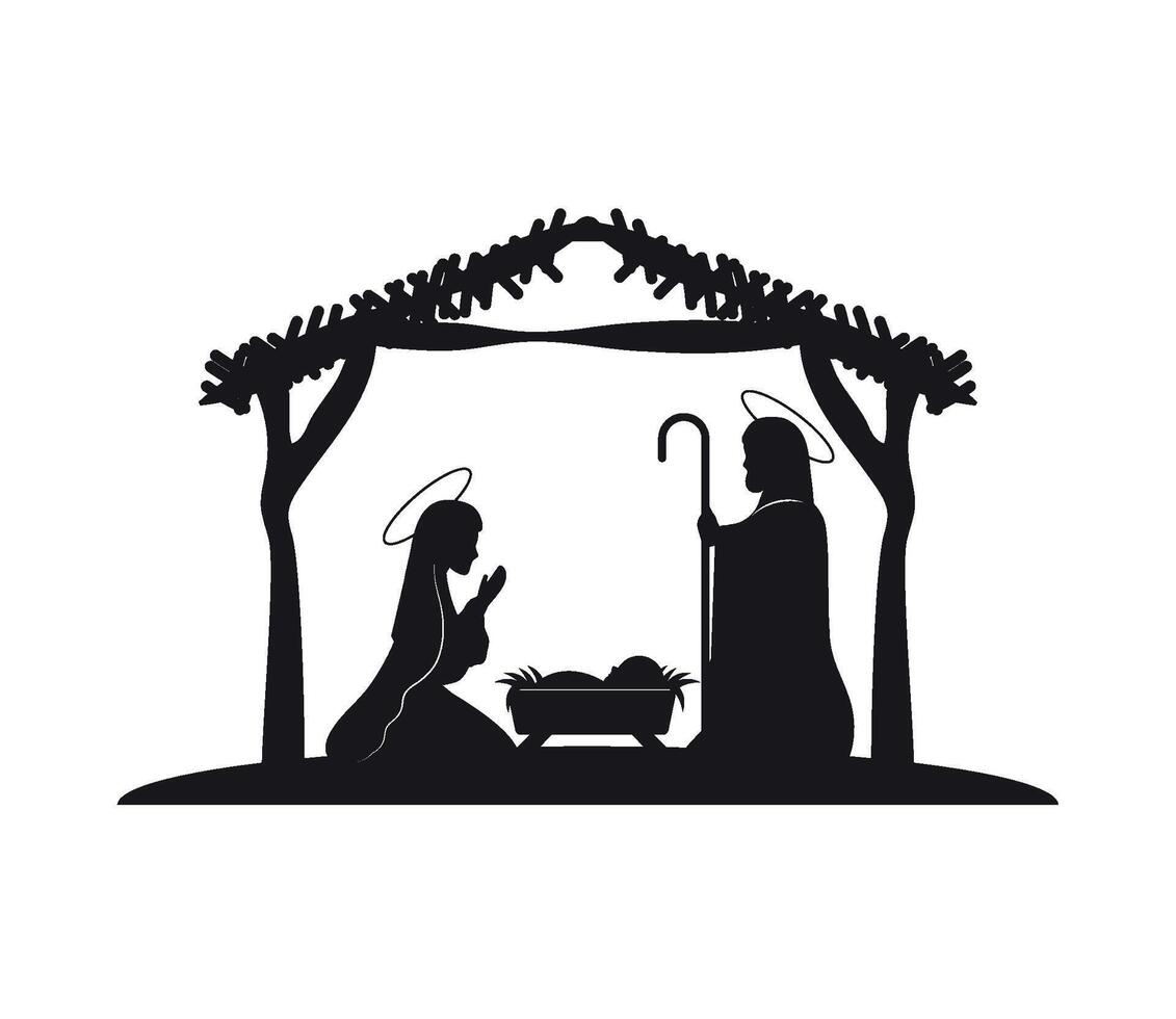 holy family silhouette icon vector