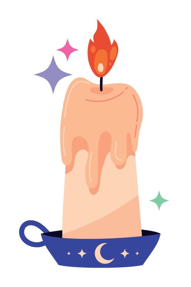 esoteric candle and moon icon isolated vector