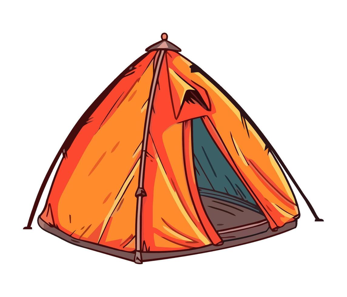Camping adventure tent equipment icon vector