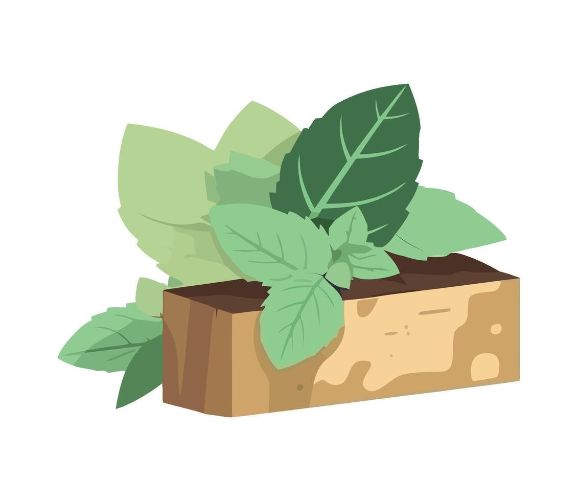 Fresh organic herbs in a pot icon vector