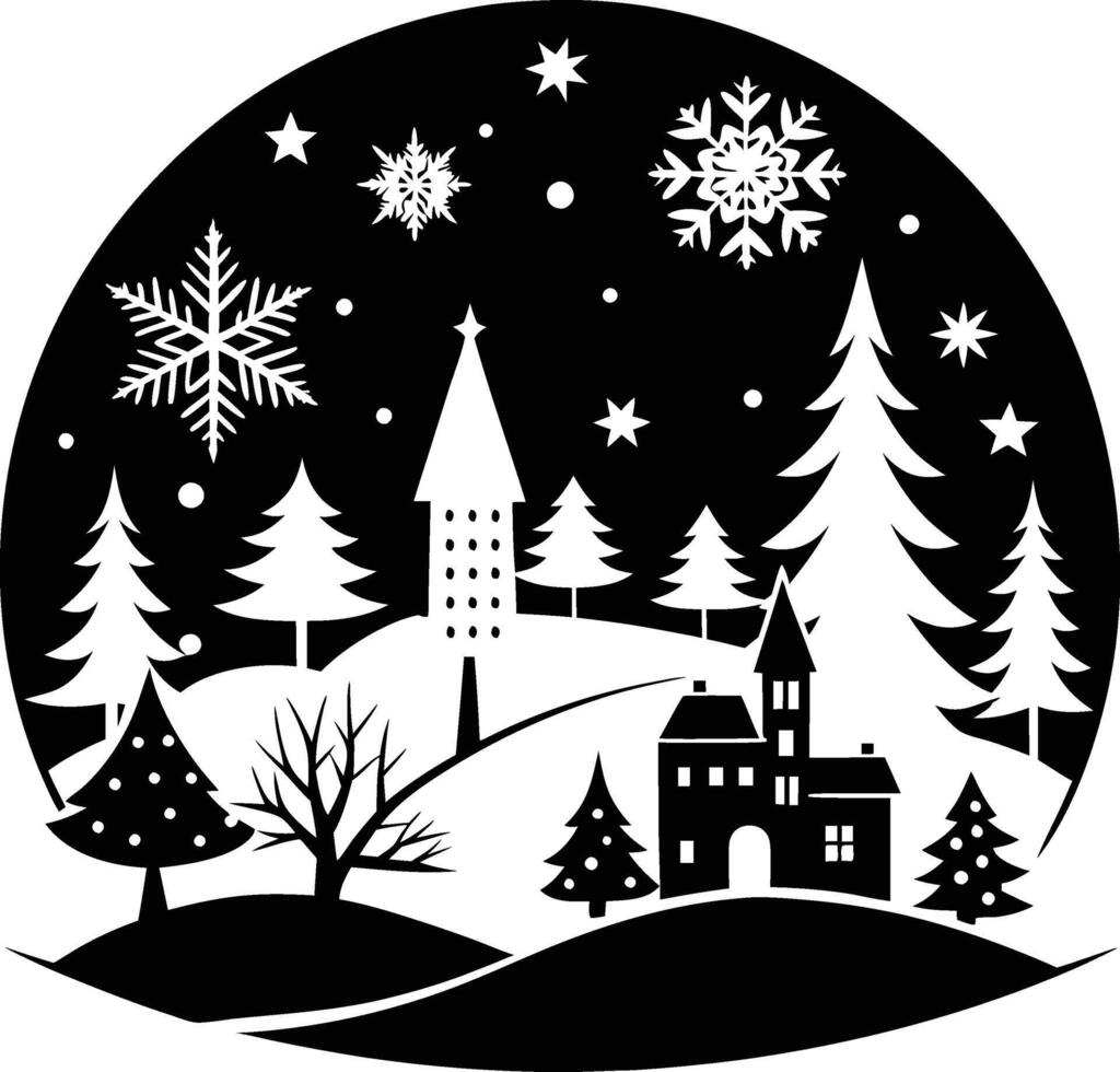Holiday Scene with Gifts and Figures vector