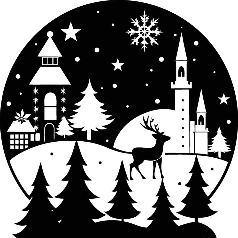 Christmas Night with Tree and Gifts vector