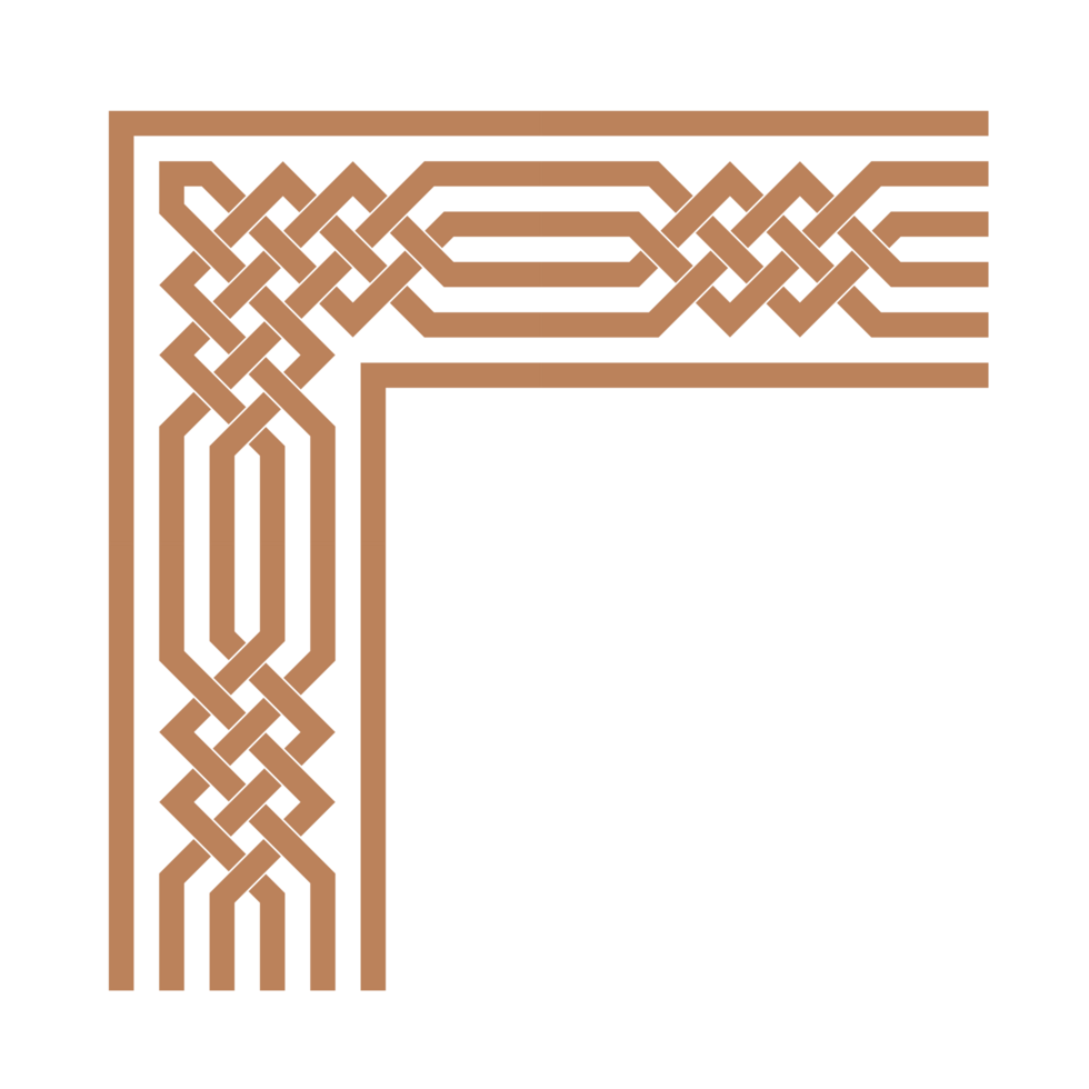 Seamless ornamental border with golden frame corners chain link shape in Islamic pattern png