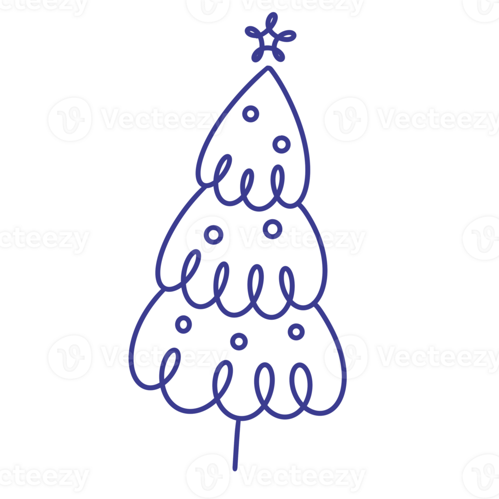 minimalist line art christmas tree png