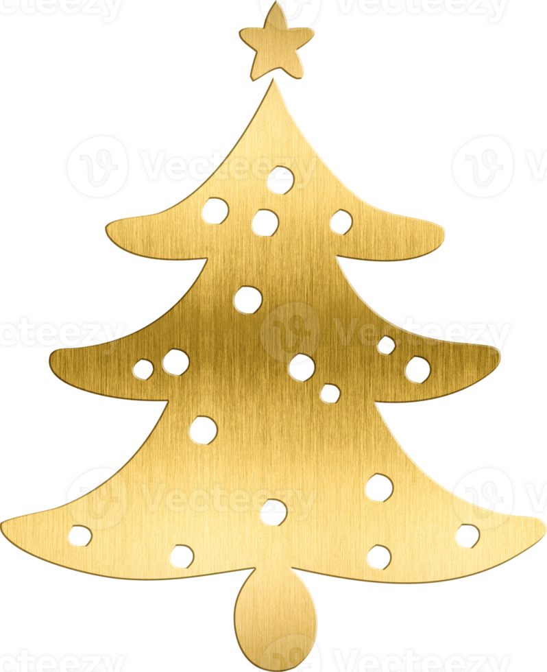 Golden Christmas Tree Ornament with Polka Dot Decorations Charming Holiday Icon for Festive Cards, Winter Branding, and Seasonal Projects Adds a Cozy and Elegant png