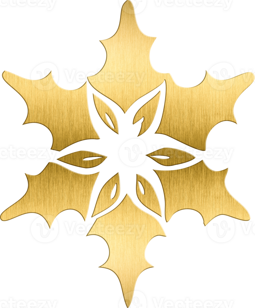 Golden Snowflake Icon with Intricate Design Elegant Winter Element for Christmas Cards, Seasonal Decorations, and Festive Branding Ideal for Adding a Unique and Luxurious png