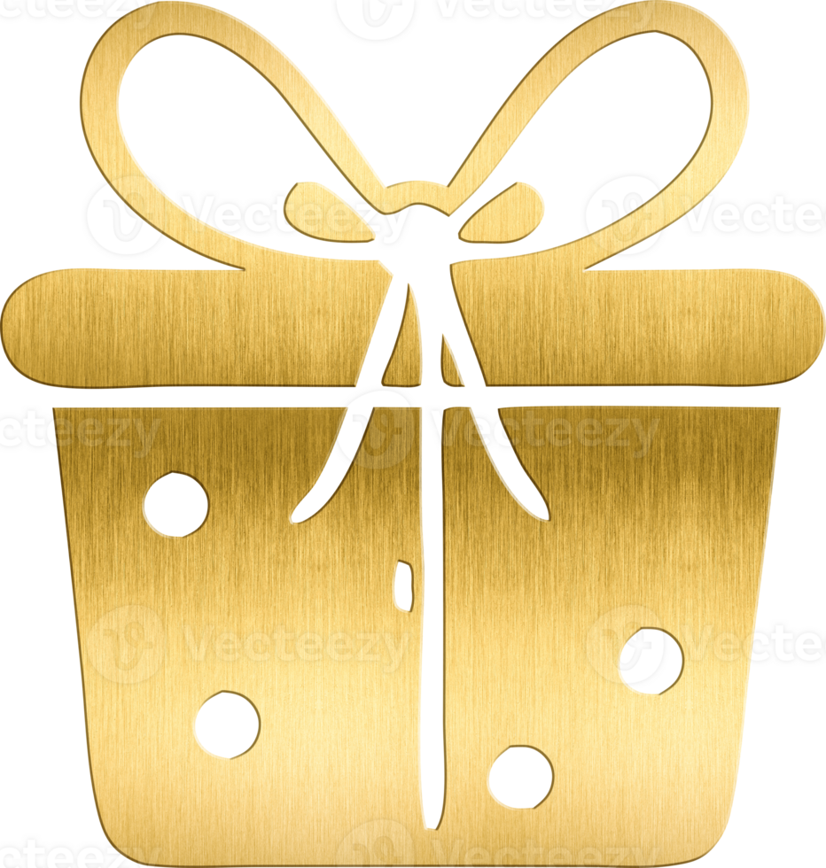 Golden Christmas Gift Box with Ribbon Bow Elegant Holiday Icon for Christmas Cards, Party Invitations, and Festive Packaging Designs Perfect for Adding a Touch of Luxury png