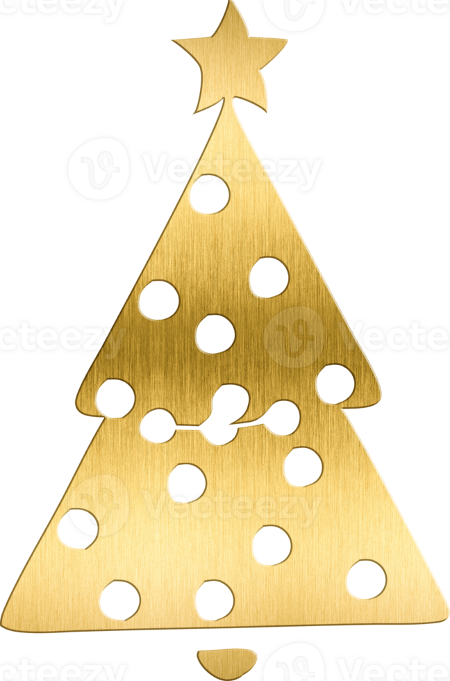Minimalist Golden Christmas Tree with Snow Dots and Star Topper Modern Icon for Holiday Season Projects, Perfect for Digital and Print Designs Like Gift Cards, Posters, and Social Media Posts Adds png