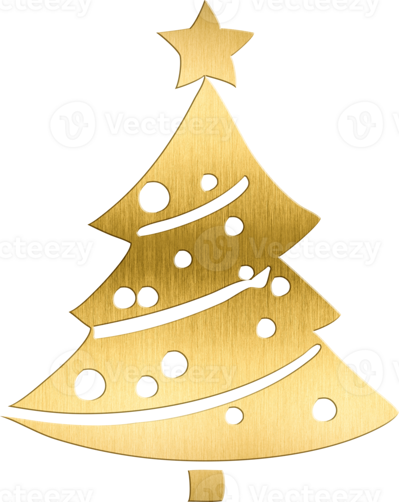 Golden Christmas Tree with Star and Baubles Elegant Festive Icon for Seasonal Branding, Holiday Cards, and Winter Themed Projects Ideal for Adding a Classic and Luxurious png
