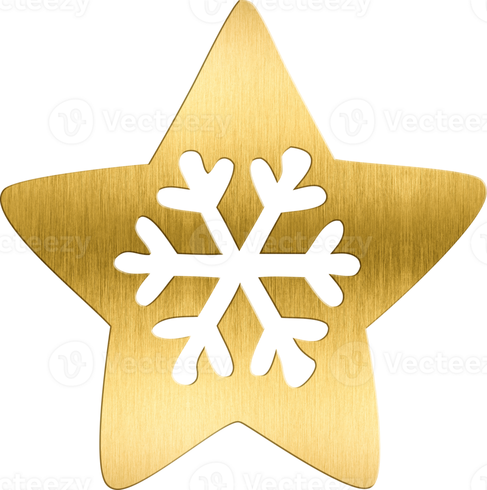 Golden Star Ornament with Snowflake Design Elegant Festive Icon for Holiday Cards, Winter Branding, and Christmas Themed Projects Perfect for Adding a Unique and Luxurious png