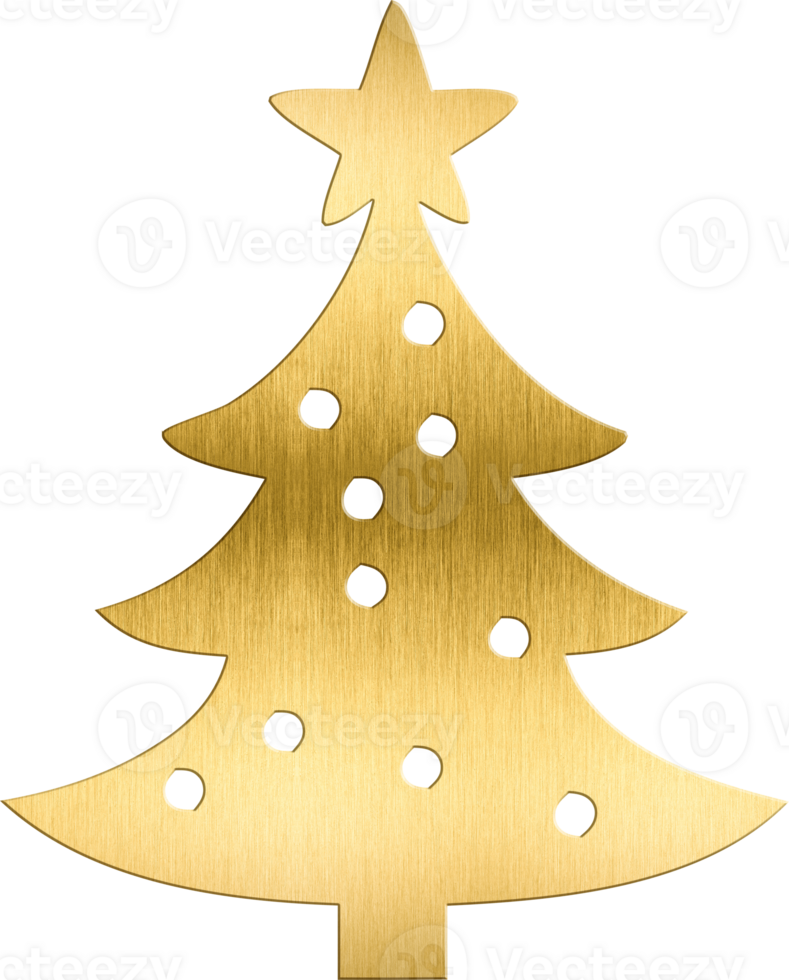 Stylized Golden Christmas Tree with Star and Bauble Ornaments Premium Holiday Decoration Icon for Use in Greeting Cards, Party Invites, and Festive Graphics Suitable for Elegant png