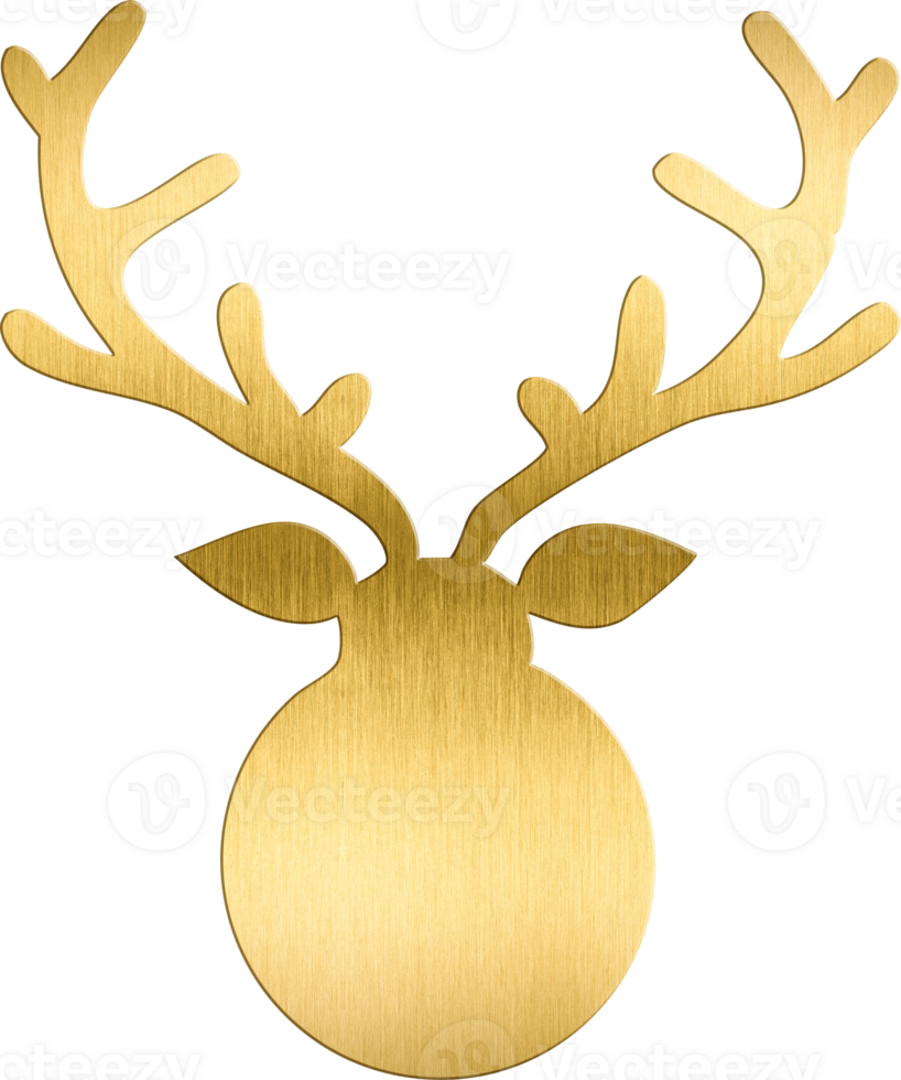 Golden Reindeer Head Icon with Minimalist Antlers Modern Christmas Decoration Icon for Holiday Graphics, Greeting Cards, and Seasonal Branding Adds a Unique and Luxurious png