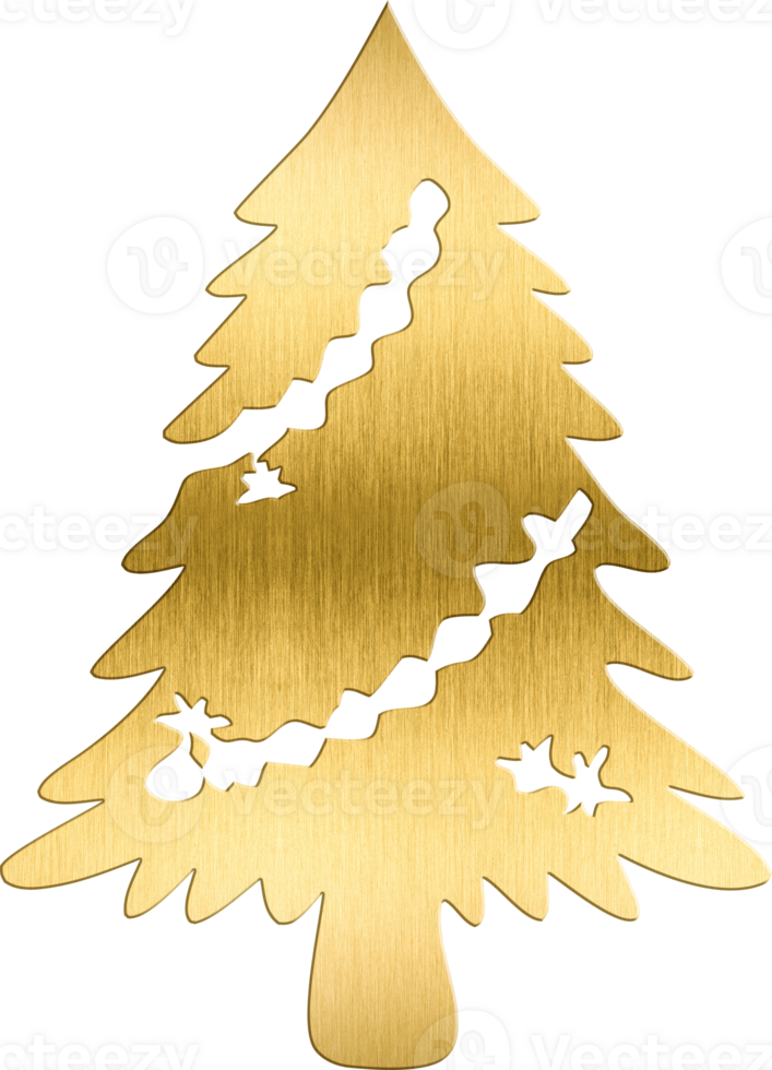 Golden Christmas Tree with Star and Baubles Elegant Festive Icon for Seasonal Branding, Holiday Cards, and Winter Decorations Perfect for Adding a Traditional and Luxurious png