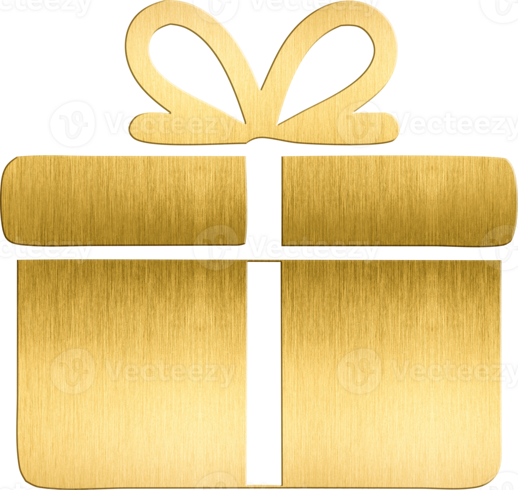 Golden Gift Box Icon with Ribbon Bow Classic Festive Symbol for Christmas Cards, Seasonal Branding, and Holiday Invitations Perfect for Adding a Touch of Elegance and Luxury to Winter png