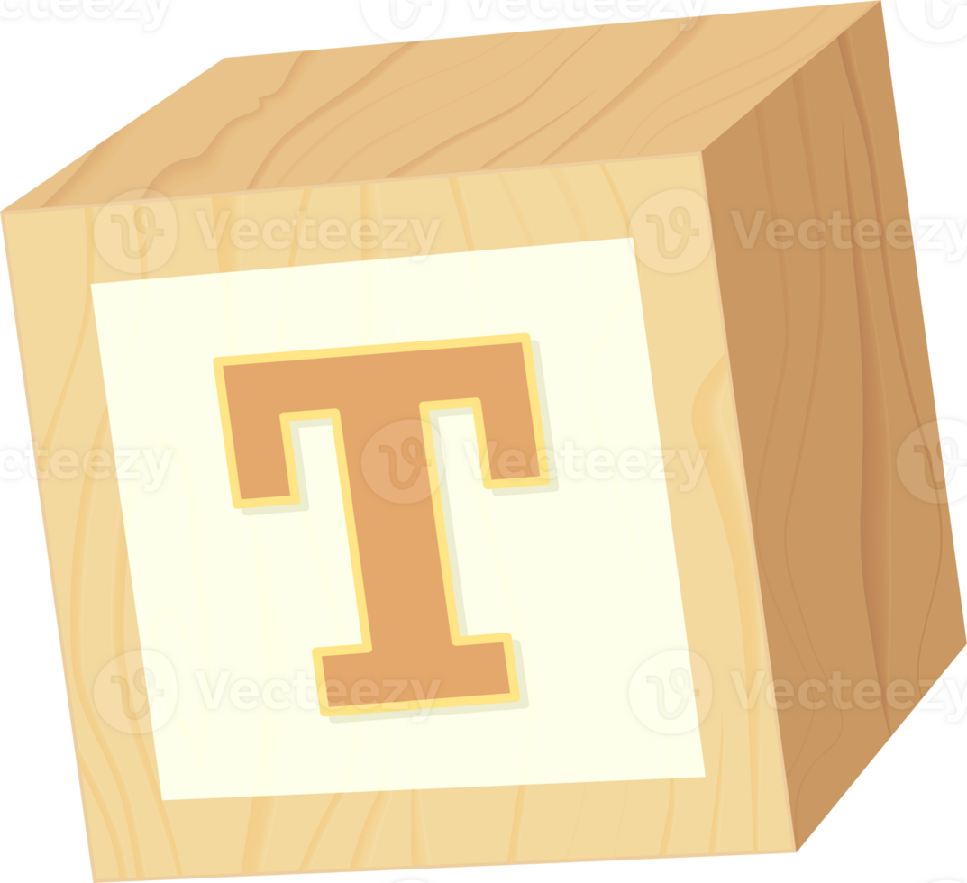 Letter T, Toy wood baby block alphabet png