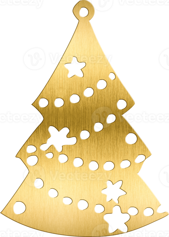 Golden Christmas Tree Ornament with Garland and Star Decorations Classic Festive Icon for Seasonal Branding, Holiday Cards, and Winter Decorations Ideal for Adding a Traditional png