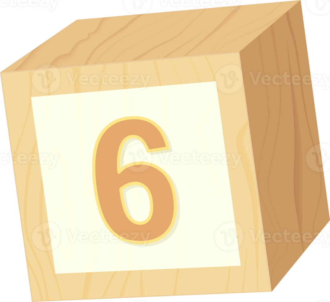 Number 6, Toy wood baby block alphabet png