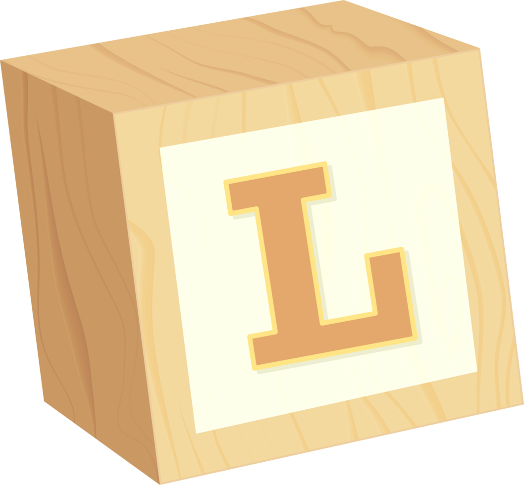 Letter L, Toy wood baby block alphabet png