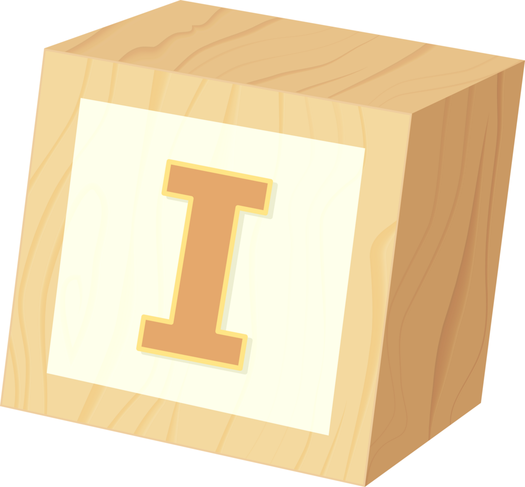 Letter I, Toy wood baby block alphabet png