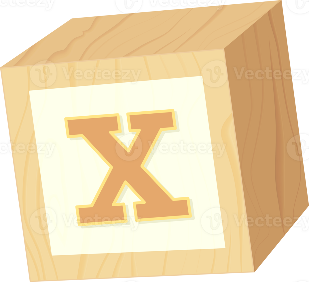 Letter X, Toy wood baby block alphabet png