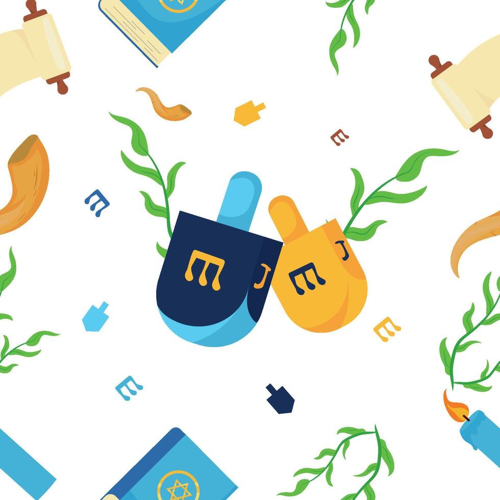 hanukkah background of dreidels vector