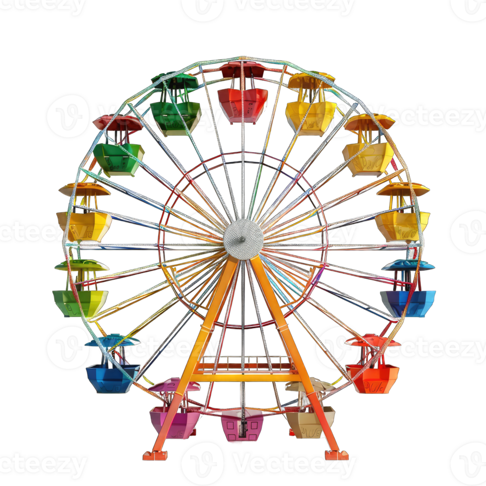 A ferris wheel with many colorful seats png