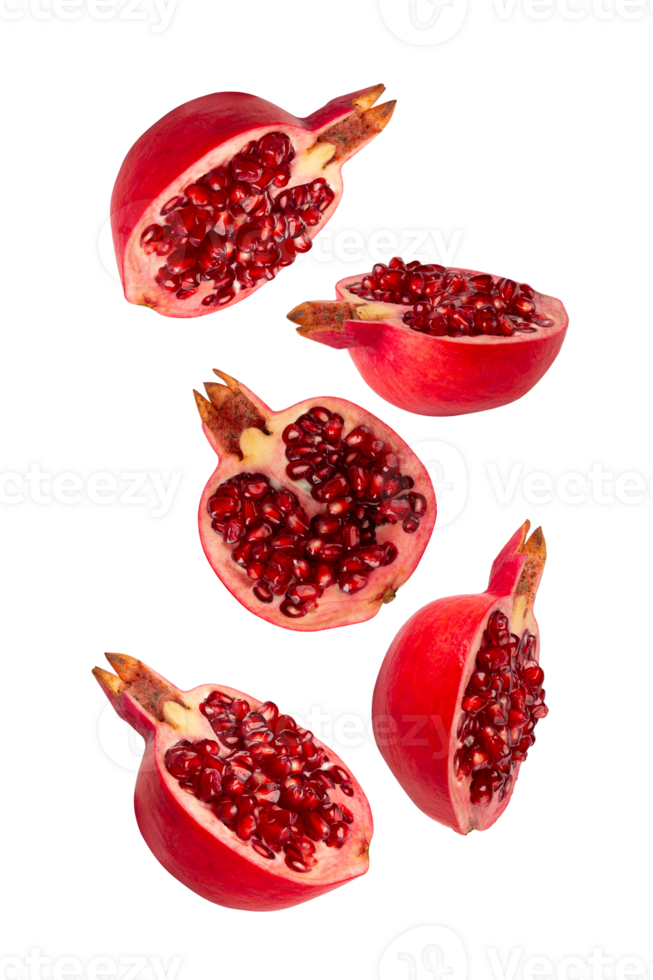 Falling Pomegranate fruit cutout, full depth of field png