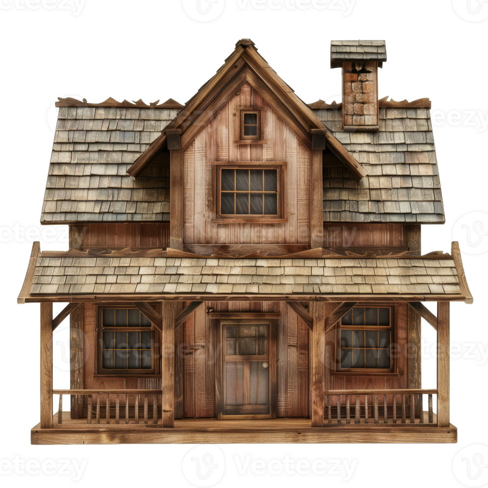 A wooden house with a porch and a porch png