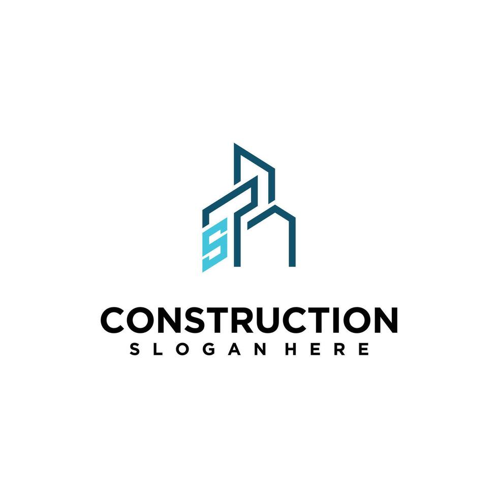 Contruction logo icon with initial s design illustration vector