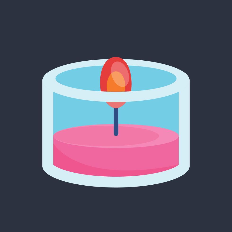 candle light in the glass with flat design. vector