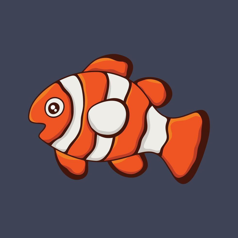 clown fish with outline in flat design. vector
