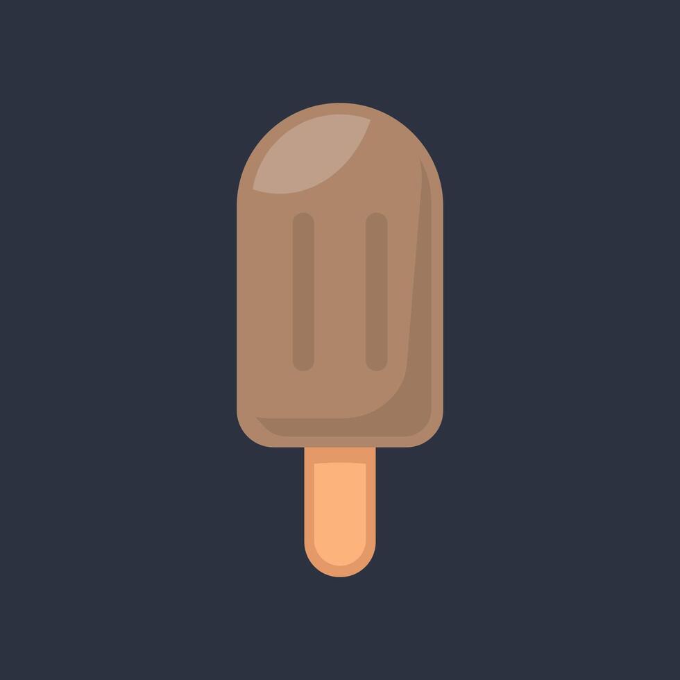 chocolate flavor ice cream stick in flat design. vector