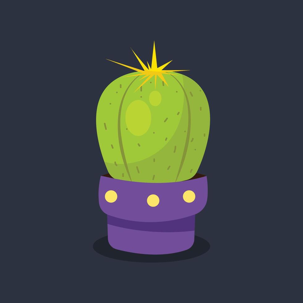 cactus plant with purple pot in flat design. vector
